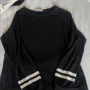 Black Long Sleeve Top with White Stripes
